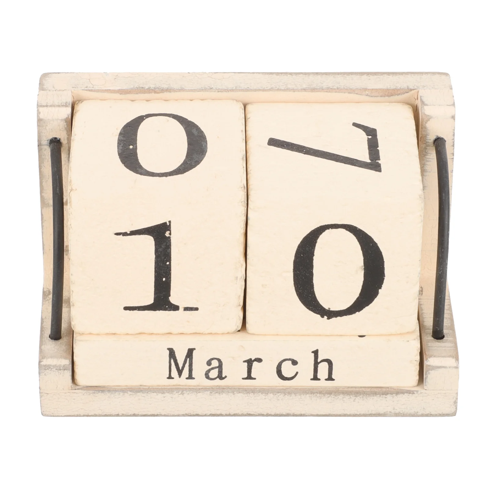 

Wooden Block Calendar Perpetual Desktop Ornament Home Office Decor Vintage Style Date Blocks for Desk Wooden Block Calendar