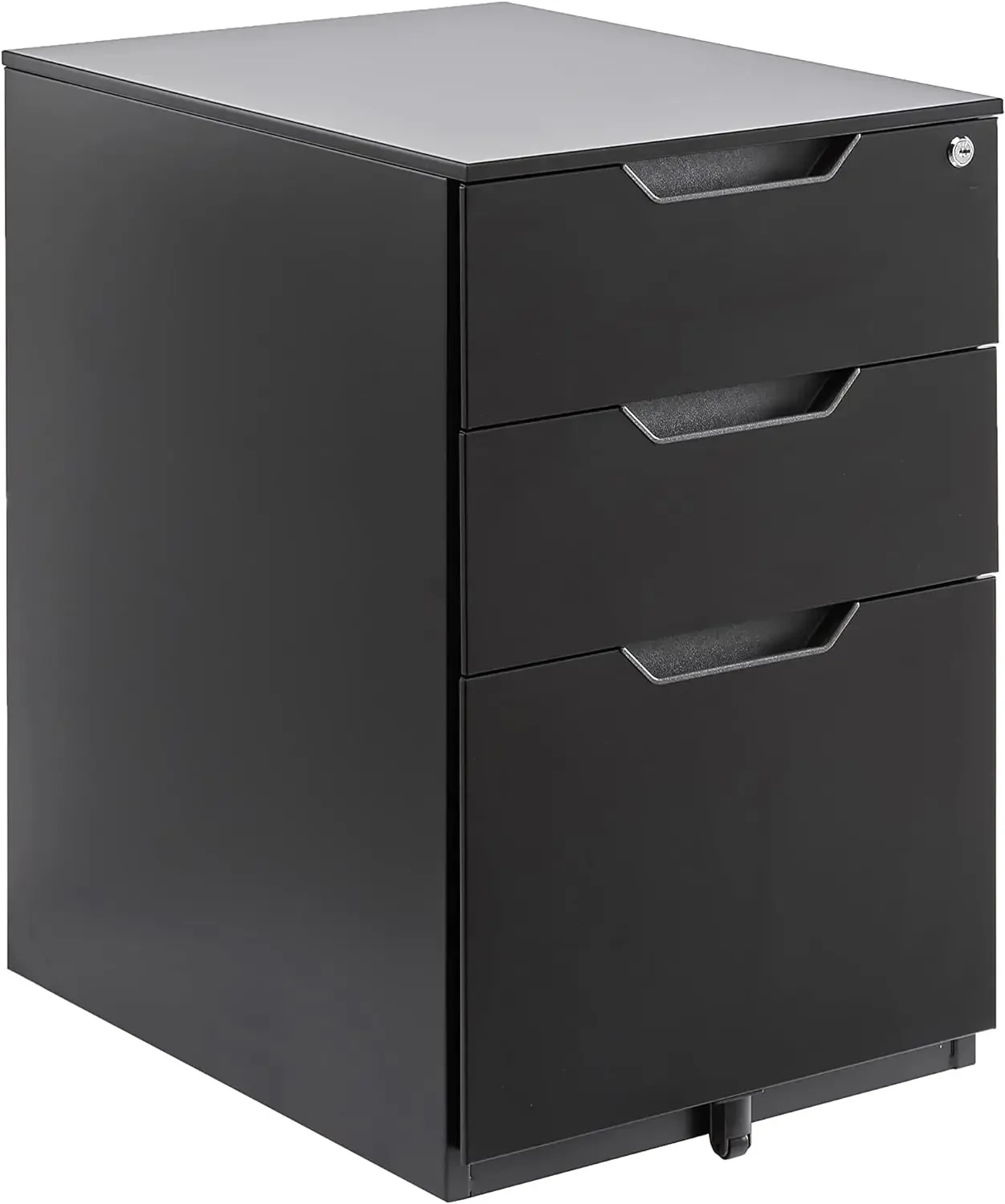 

3 Drawer Mobile File Cabinet With Lock, Black, 20.71" D x 15.51" W x 24.29" H