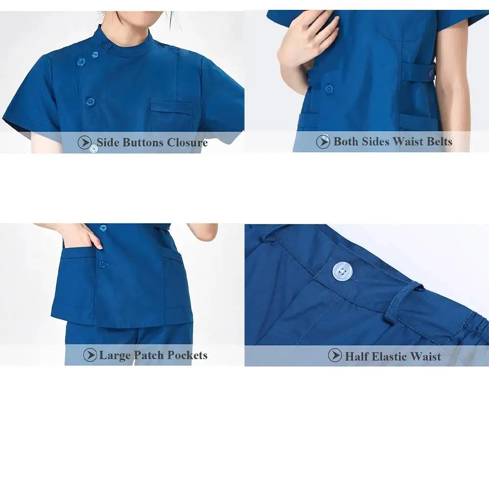 Uniformes Enfermeria Scrub Set Medische Uniformen Arts Verpleegkundige Werkkleding Voor Vrouwen En Mannen Zijknoppen Chirurgische Scrubs