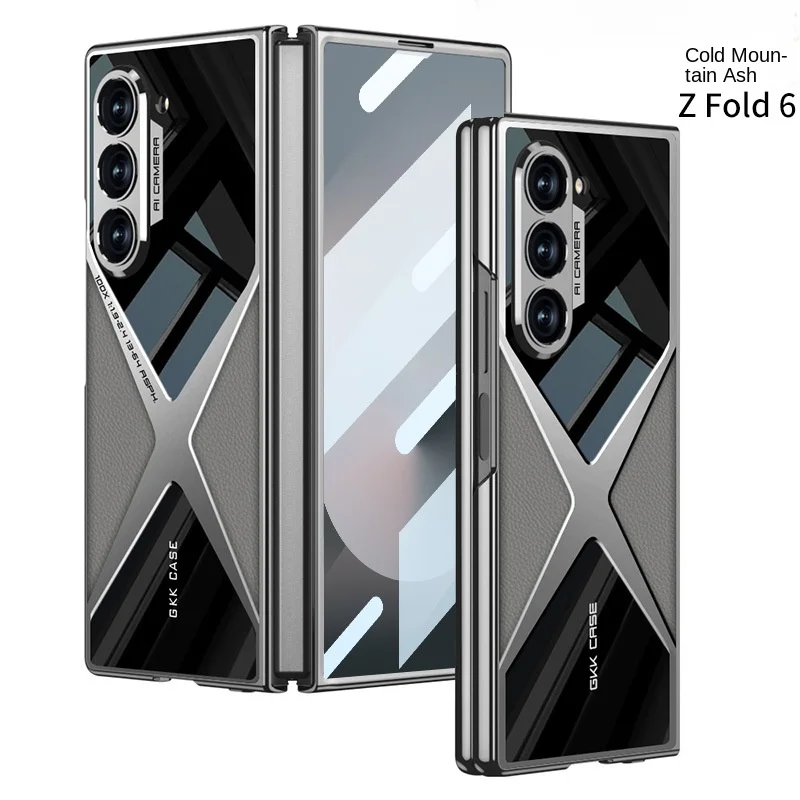 

Гальванический кожаный чехол для телефона Samsung Galaxy Z Fold 6 5 4 3 Fold6 Fold5 Fold4 Fold3 5G с жестким корпусом, защитная пленка