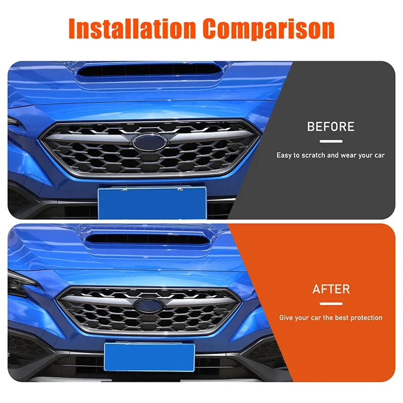 For Subaru WRX  2022-2024 ABS matte black car front and rear logo decorative ring stickers car protection accessories 2Pcs