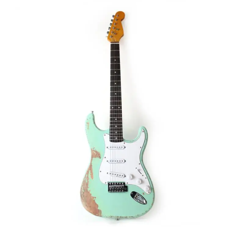 

good quality green heavy Relic vintage style hand made rosewood fingerboard electric guitar