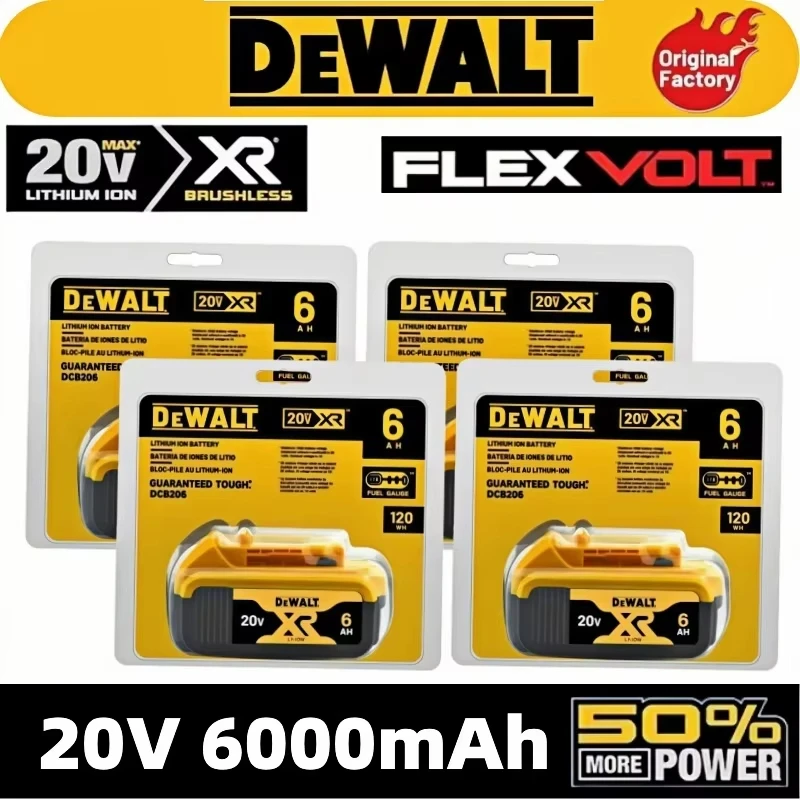 

2026 100%Original DEWALT battery 20V60V 6.0Ah MAX Battery Power Tool Replacement For DeWalt DCB805 tool battery and charger