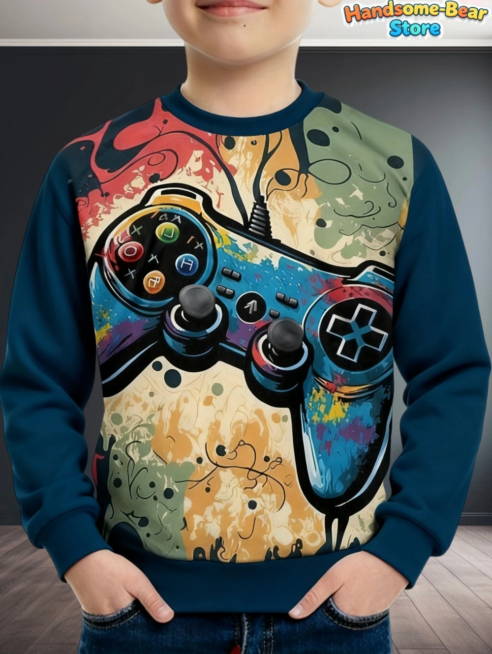 Sweatshirt for Boys Long Sleeve 3D Gamepad Print Kids Autumn Clothes Casual Fashion O-Neck Boys Hoodies Tops Children's Clothing