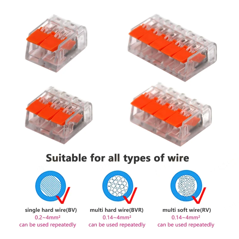 10/30PCS Multi‑Color Lever Wire Connector 2 3 4 5 Pin LED Fast Electrical Cable Connectors Push-in Compact Mini Terminal Blocks
