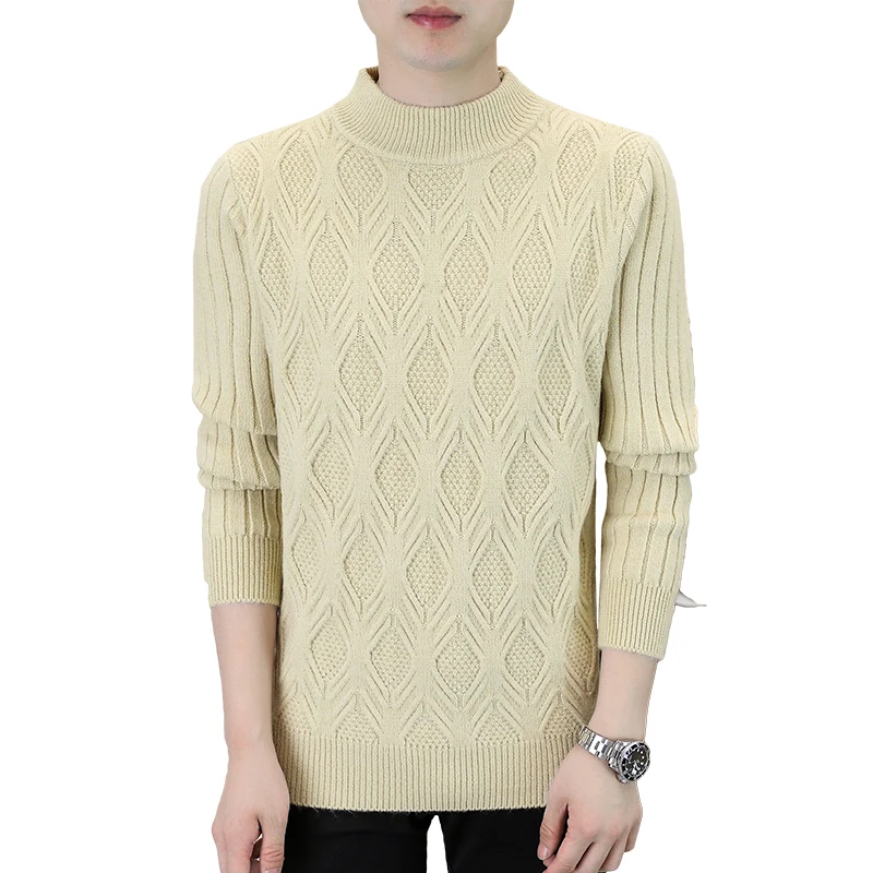 M-XXXL Plus Size Mens Turtle Polo Neck Jumper Cable Knitted Warm Casual Streetwear Winter Sweater Pullover Plain Color Clothing