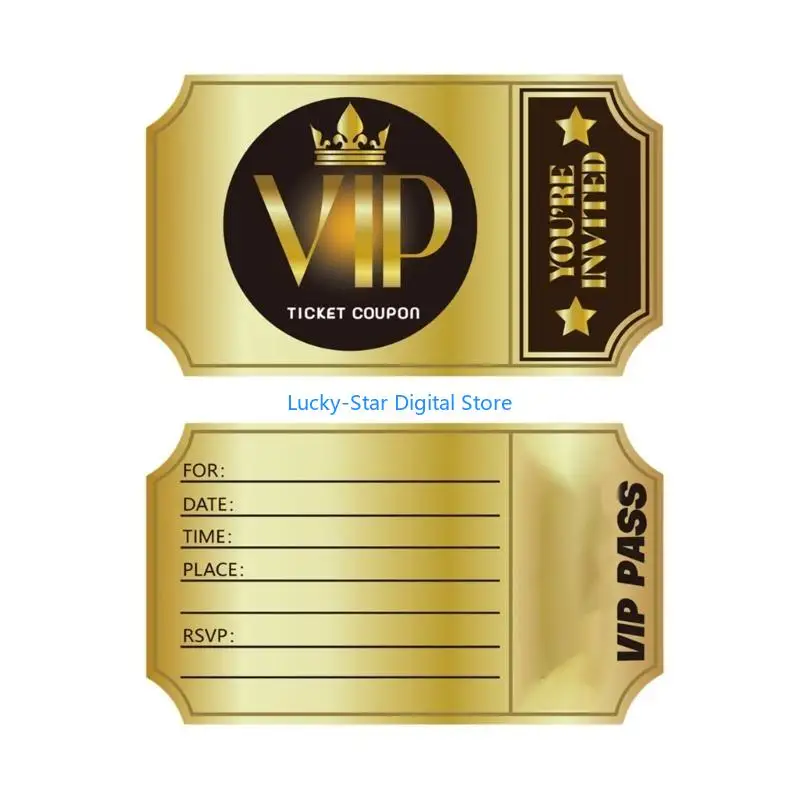

N7MC 100Pcs Movie VIP Party Invitations Double Sided Writable Invitation Card 6x3.5In