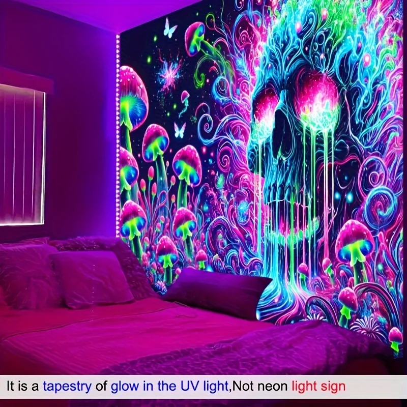 VIKAMA الجبال الكونية الكواكب الفلورسنت الجمجمة تصميم نسيج لعبة غرفة عنبر غرفة المعيشة غرفة نوم الجدار الشنق #4