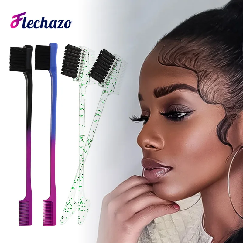 Eyebrow Baby Hairs Edge Control Brush Comb 1-10Pcs Smooth Hair Styling Tool Slaying Edges Brushes Dense Bristles 3N1 Brush Comb