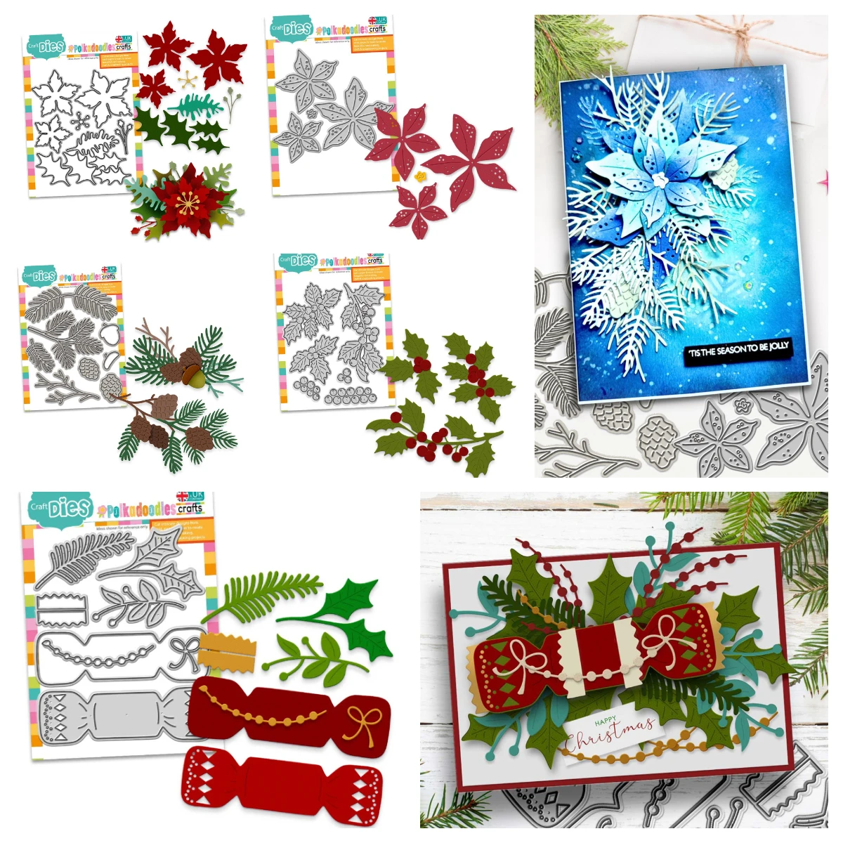 

New Christmas Poinsettia & Holly Flower Metal Cutting Dies Sets for DIY Craft Making Greeting Card Scrapbooking Decoration Mold