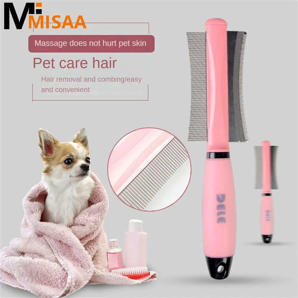 Hair Removal Comb Stainless Steel Fur Shedding Trimming Universal Pet Supplies Pet Hair Comb Long Small Hair Double-sided