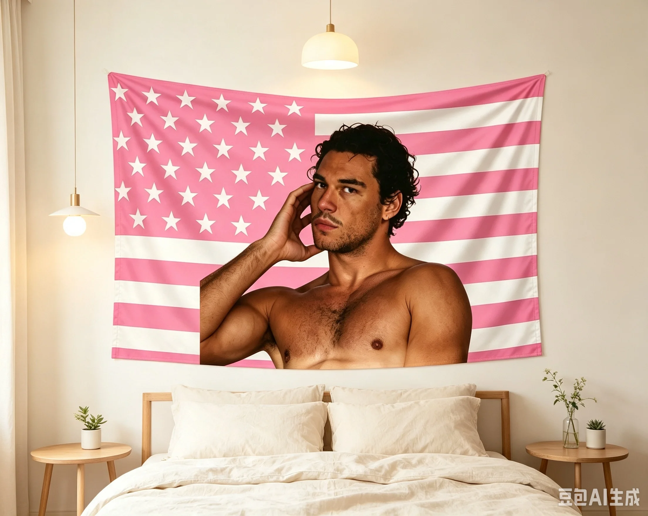 1pc Garrett Graham Off Campus Pink Tapestry Flag, Suitable For University Dormitories, Bedrooms