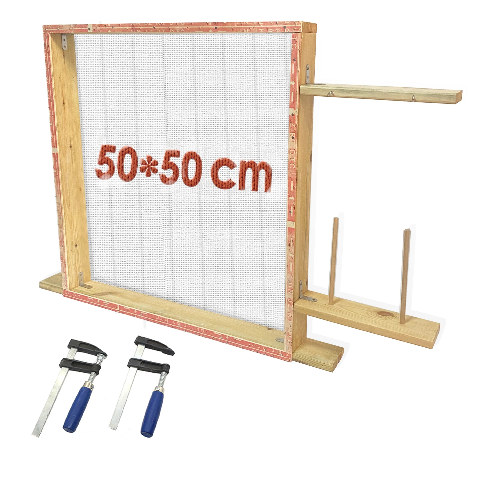 50x50cm Wooden Instant Tufting Frame Clamp Yarn Feeder Screws Large Tufting Frame Tufting Carpet Making Frame for Tufting Rug