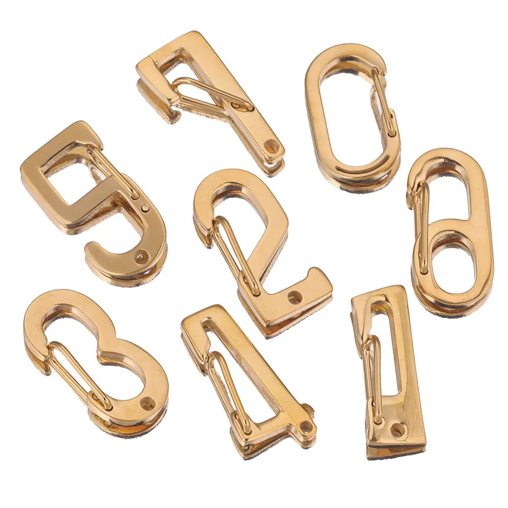 4pcs Stainless Steel Lucky Number Letter Spring Gold Plated Lobster Clasps Hooks Connectors for DIY Jewelry Making Supplies