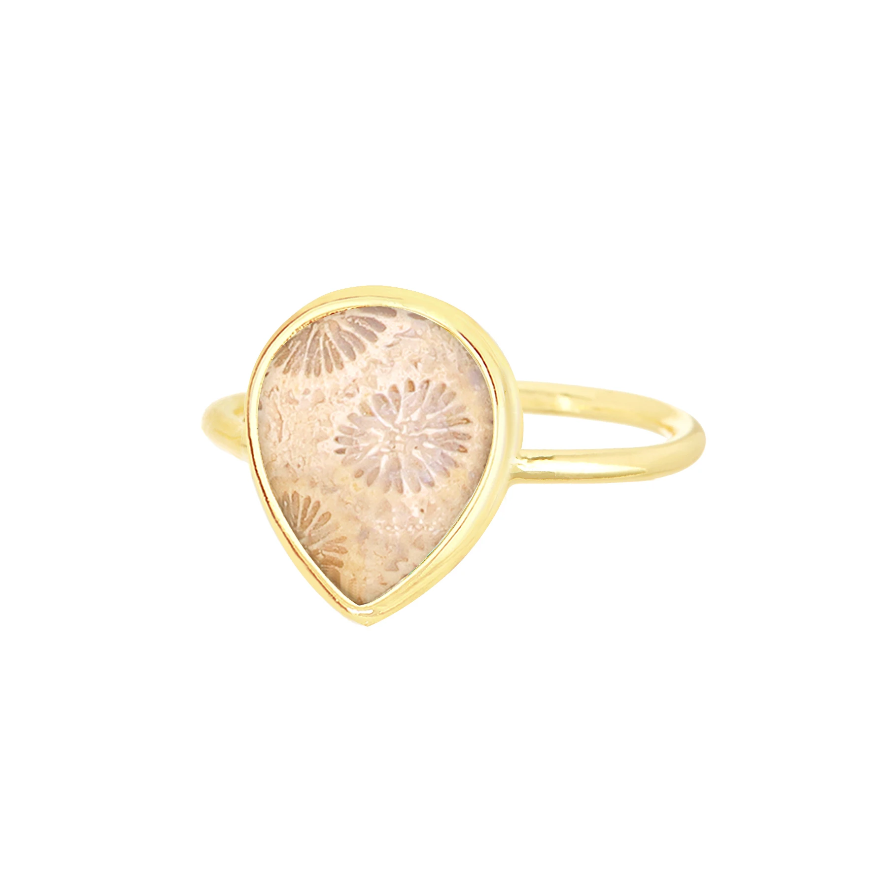 

Lily Fossil Teardrop Ring