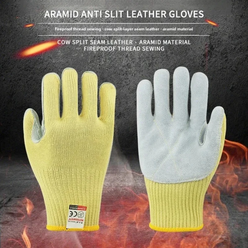 500 degree high temperature resistant aramid gloves barbecue anti-cut heat insulation baking anti-scalding kevlar gloves