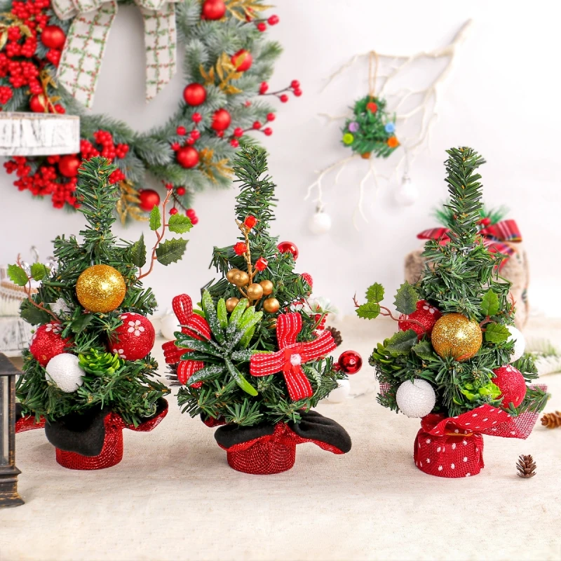 

Artificial Christmas Tree Ornament Family Tabletop Atmosphere Tree Decoration Merry Xmas Party Exquisite Decorative Tree Gift