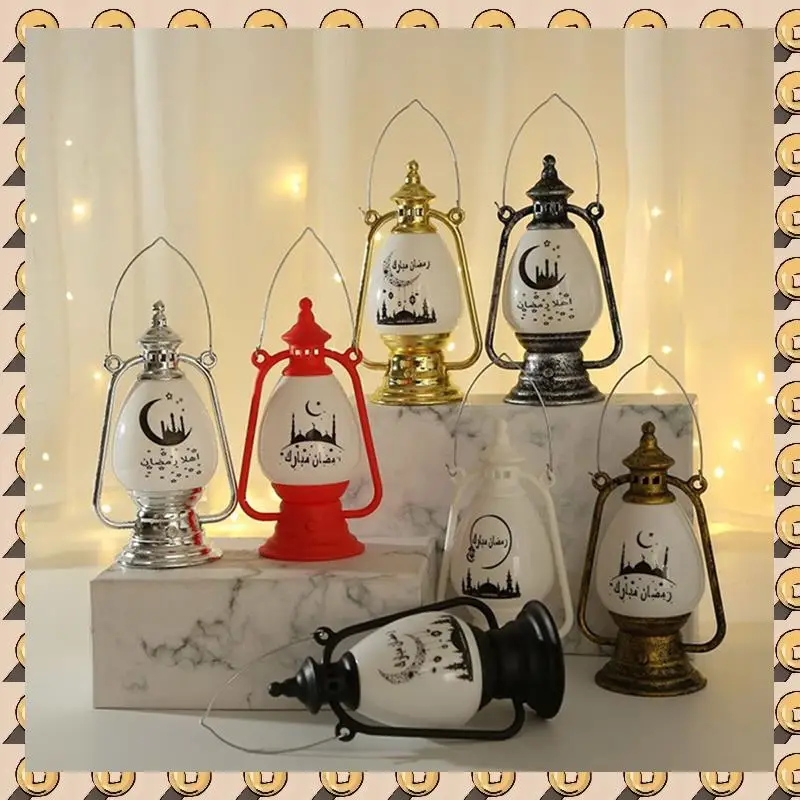 

A003 7Pcs Vintage Eid Mubarak Hurricane Lamp Ramadan Kareemcoal Oil Windproof Decorative Lights Home Festival Ornament