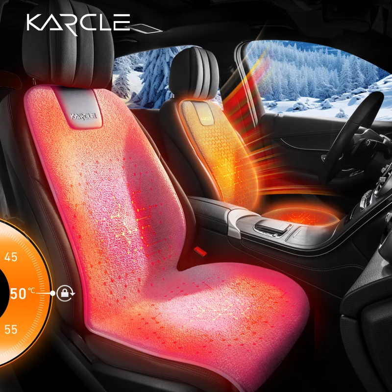 Karcle Graphene Car Seat Heating Pad Warm Granular Velvet Heated Seat Cushion Heated Car Seat Covers Universal Auto Accessories