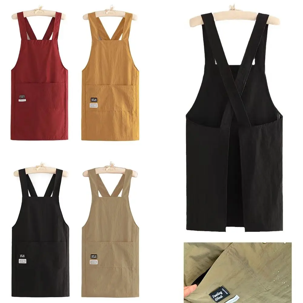 New Cross Strap Style Apron Anti-fouling Sleeveless Nail Art Cafe Workwear Waterproof Cooking Apron