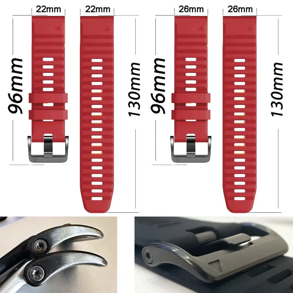 Silikonowy pasek QuickFit 22 mm 26 mm do zegarka Garmin Fenix E 8 5 5X 6X 7 7X/Epix Pro Gen 2 Approach S70/Enduro 3 2 Śruba do paska