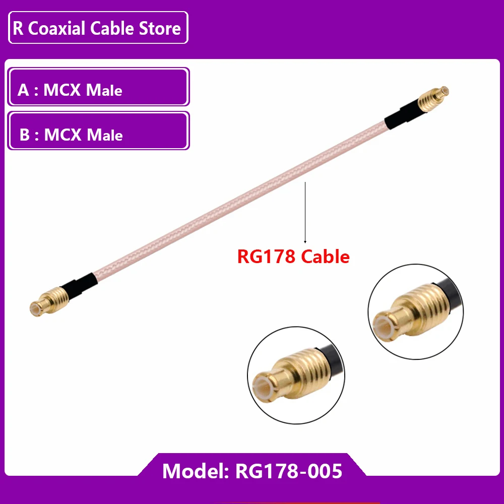 Imagem -04 - Mmcx Macho Plug para Mmcx Macho Plug Conector Mmcx Coaxial rf Adaptador com Rg178 Trança Cabo 10cm 26cm 55cm 100 Peças