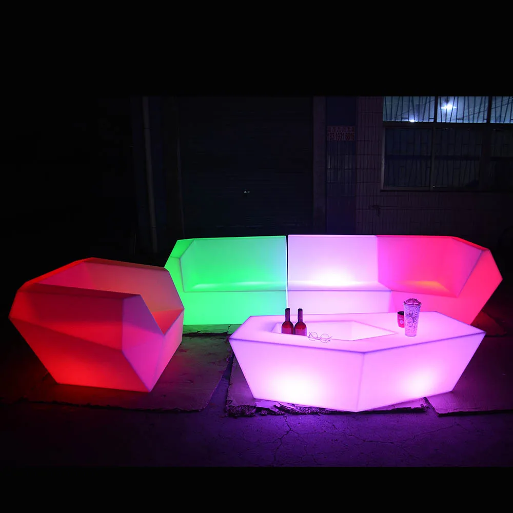 Events Decoracion Inflatable Sofa with LED Light PE plastic sofa led furniture setsCD