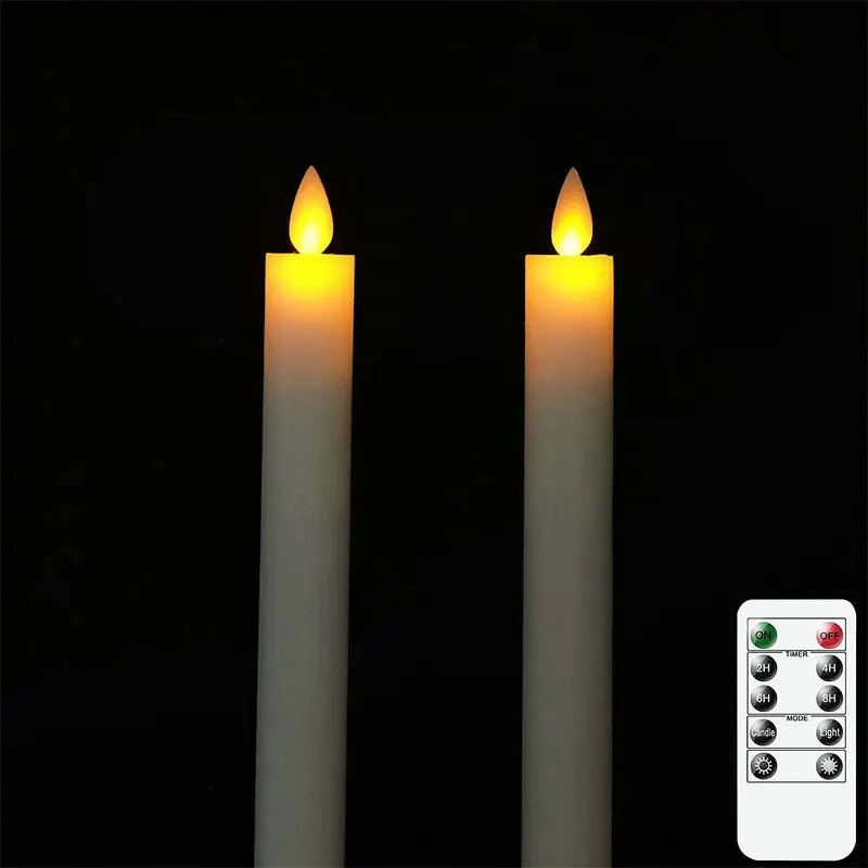 

100pcs 10" Moving wick LED Taper Light Remote controlled W/timer Stick Candles Xmas Wedding Table Room Decoration H25CM-Amber