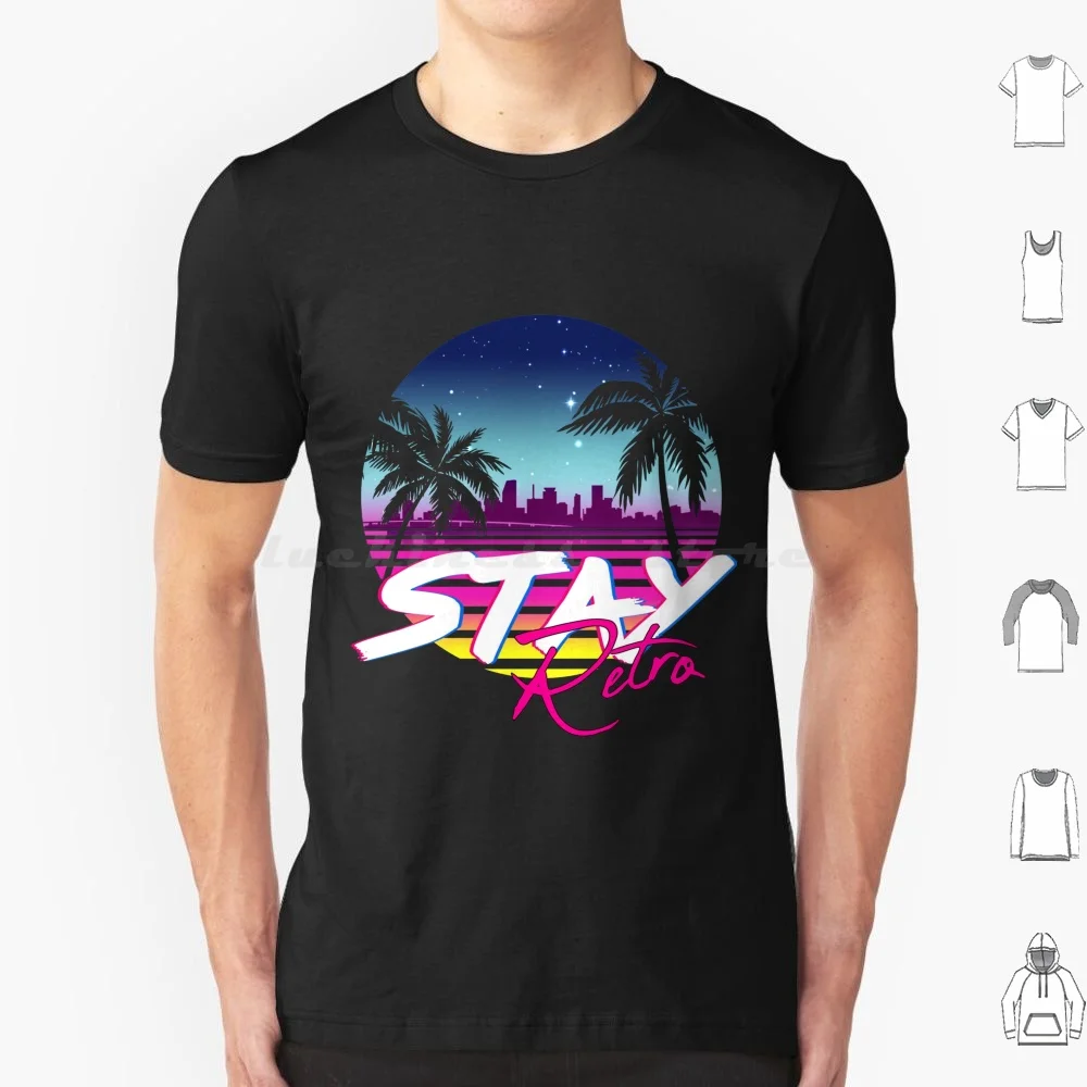 Stay Retro-Miami Vice Synthwave Nights T Shirt 6xl Cotton Cool Tee Mood Vaporwave Aesthetic Miami Beach Miami Night Miami Vice