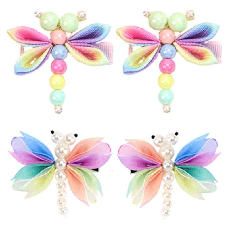 Oaoleer 2Pcs/set Cute Pearl Dragonfly Hair Clip For Kids Sweet Girls Hairpins Barrette Baby Headwear Fashion Hair Accessories