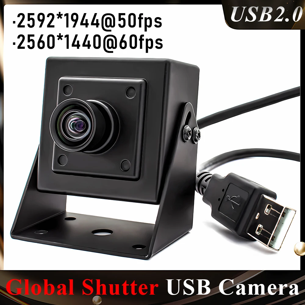 Global Shutter USB Camera 5MP 50FPS High Speed Industrial Camera With No Distortion Lens Metal Case Plug Play For Machine Vision