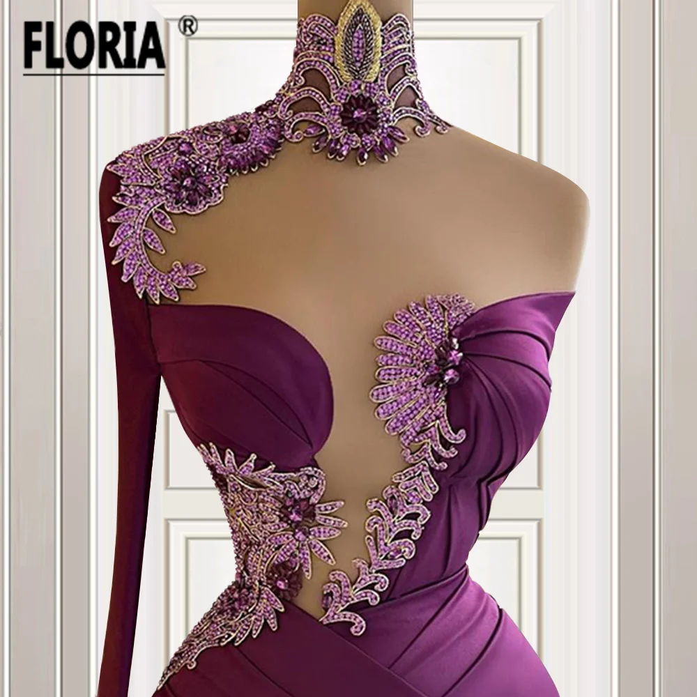 Sexy Purple Cocktail Dress 2023 One Shoulder Mini Cocktail Gown Beaded Lace Appplique Short Formal Party Dress For Women 2023