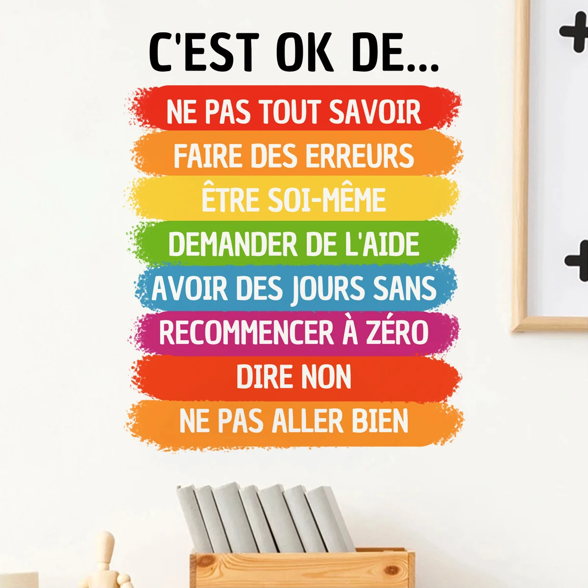 

French C'EST OK DE... Excitation Wall Sticker Classroom Office Child Room School Decal Hallway Kids Bedroom Living Room Decor