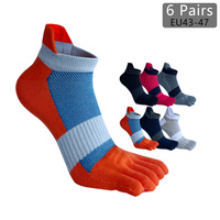 1/6 Pairs Man Five Finger Socks Large Plus Size Patchwork Compression Mesh Breathable Fitness Sport Toe Ankle Boat Socks EU43-47