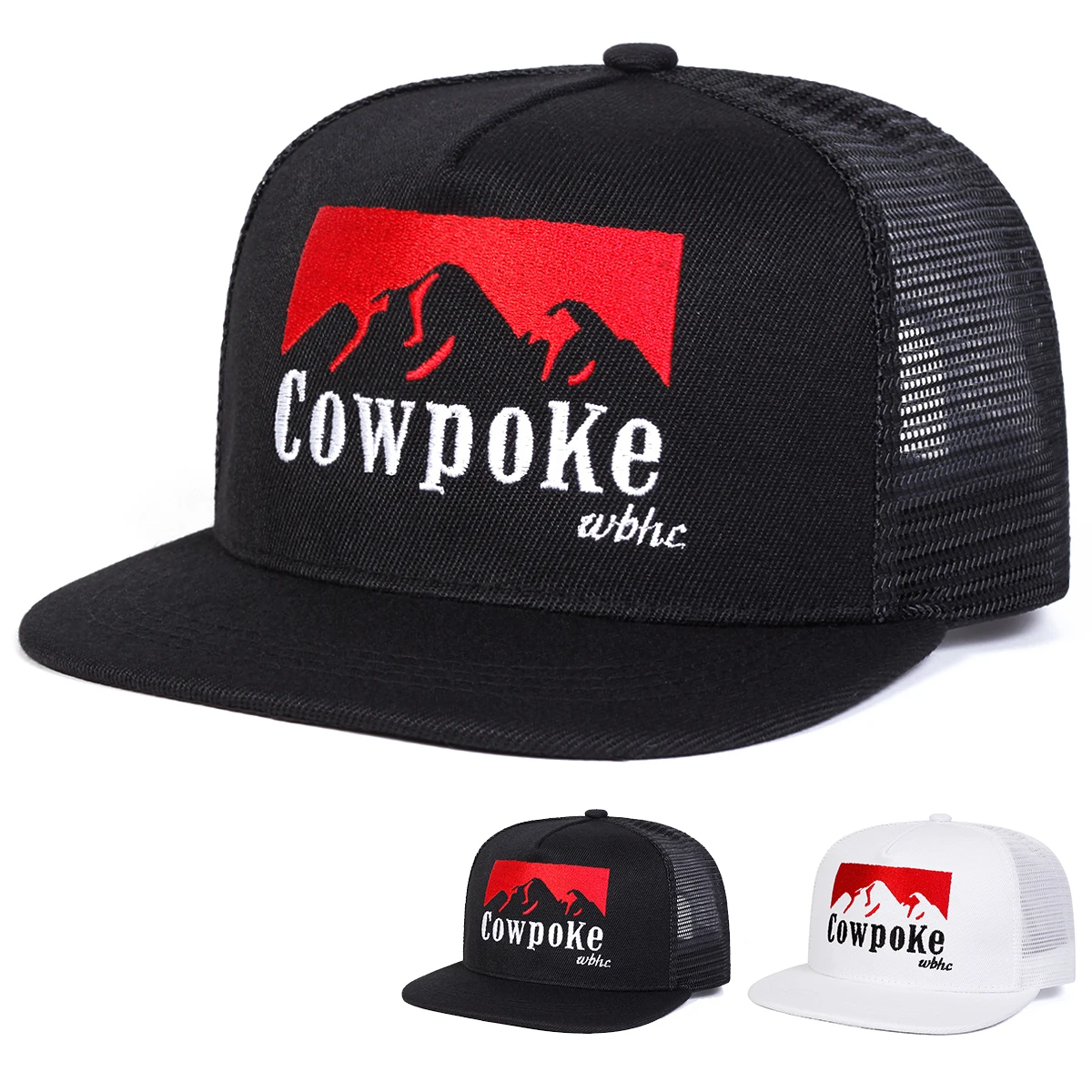 Unisex COWPOKE Letter Embroidery Hip-hop Net Hats Spring Summer Outdoor Adjustable Casual Baseball Caps Sunscreen Hat