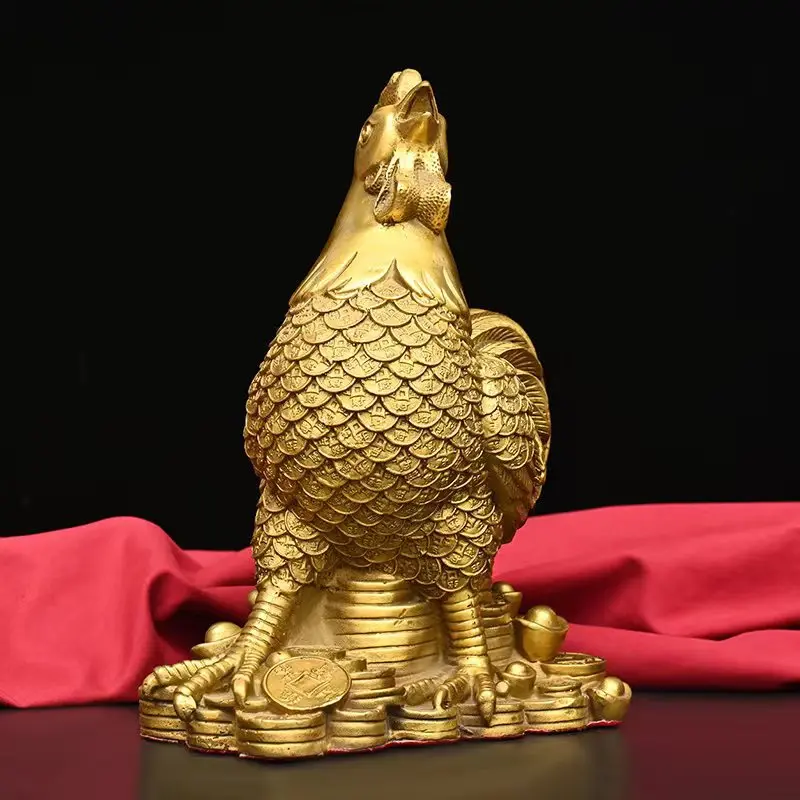Brass Zodiac Rooster Ornament Home Metal Decoration Desk Craft Practical Gift Copper