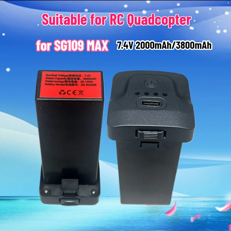 

For SG109 Max2 Battery 7.4V 2000mAh Suitable for RC Quadcopter 3800mAh Drone Backup Charging Lipo Battery