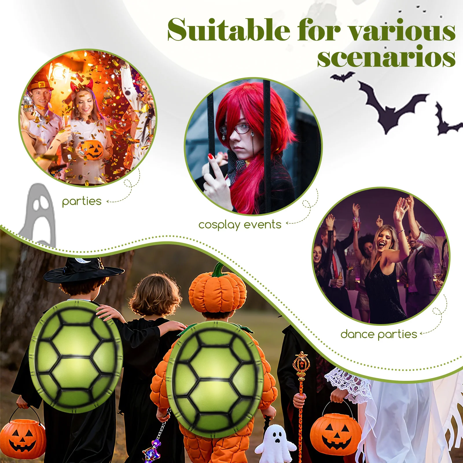 코스프레 거북이 껍질 6개 할로윈 파티 의상을 위한 내구성 있는 에바 가짜 껍질 장식 경량 44X35X7Cm