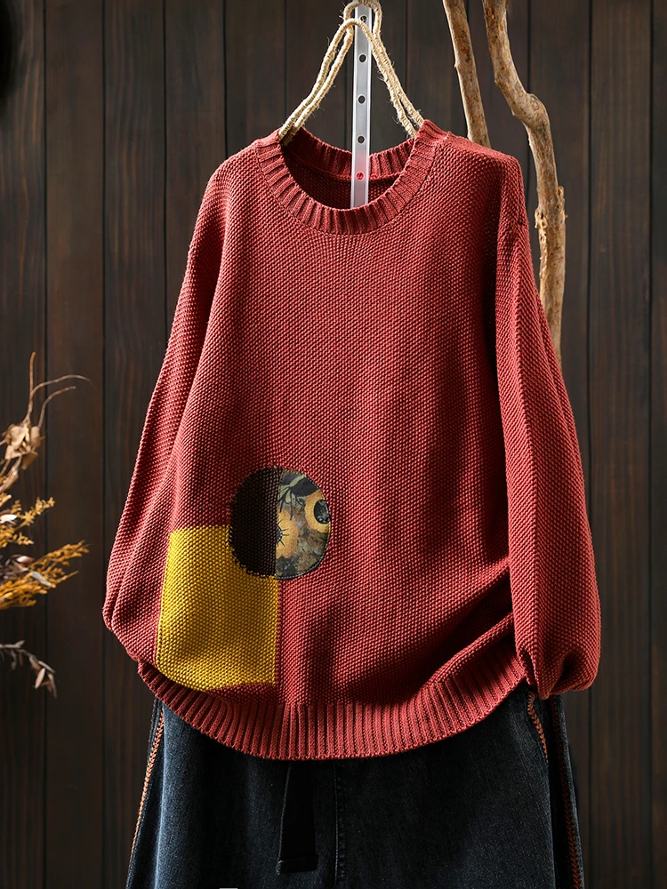 المرأة طويلة الأكمام سترة غير رسمية جديد وصول 2025 الخريف أسلوب بسيط س الرقبة فضفاضة مريحة الإناث محبوك البلوفرات M1882