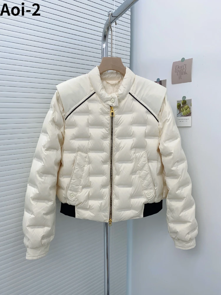 Fashion Light White Duck Down Jacket Women 2023 Winter New High Quality Stand Collar Short Design Sense Korean Casual Warm Coat