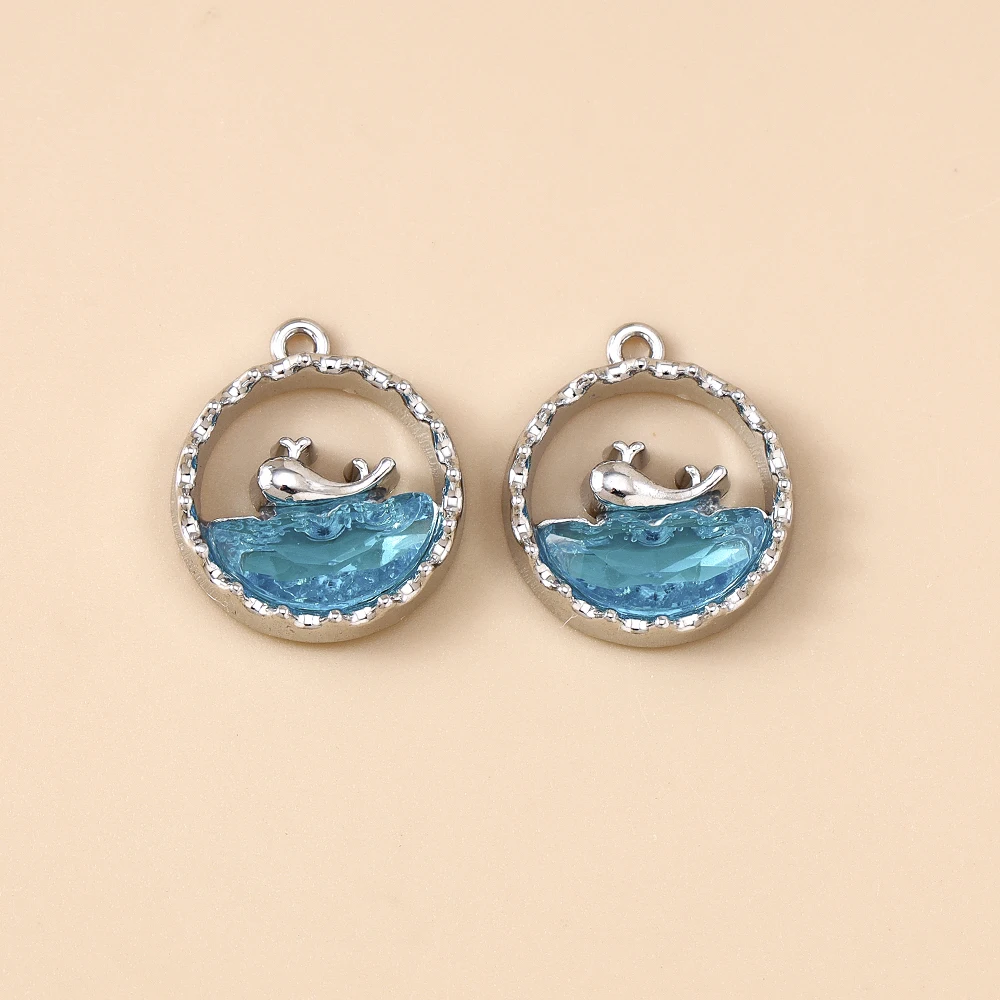 Leslie 5 Stück exquisite blaue Ozeanwal-Charms für Anhänger, Ohrringe, Halskette, Armband, DIY-Schmuckherstellung, Zubehör, Basteln – Detail 7