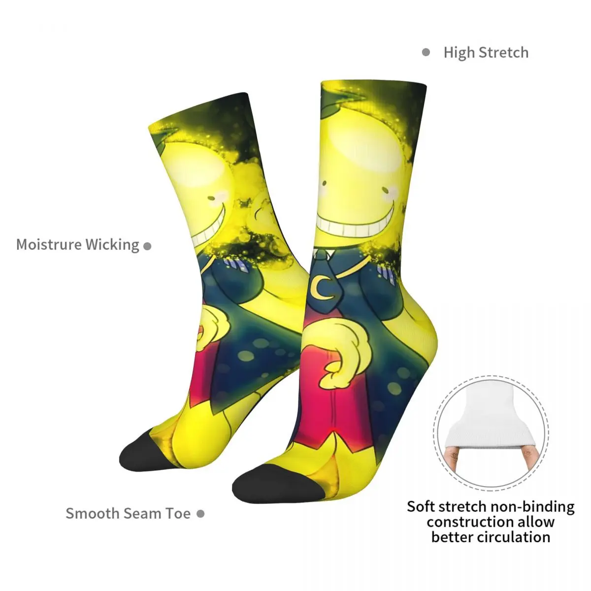 Assassination Classroom Octopus Koro Sensei Socks Harajuku Sweat Absorbing Stockings All Season Long Socks Accessories Man Woman