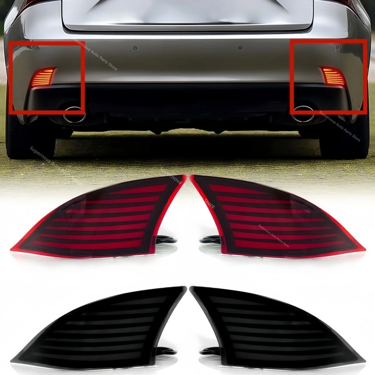 For Lexus IS 2013-2017 Rear bumper light LED Flowing water Turn signal Brake light Warning light Driving light Three functions
