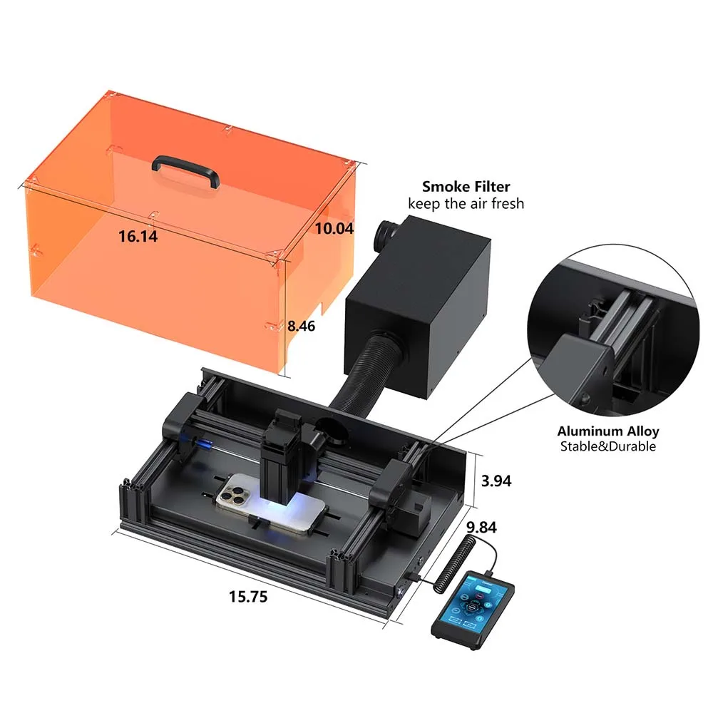 SRWOR V2 Back Glass Laser Repair Machine For iPhone 8-15 Rear Cover Glue Removal Separating Tool With Air Pirifier