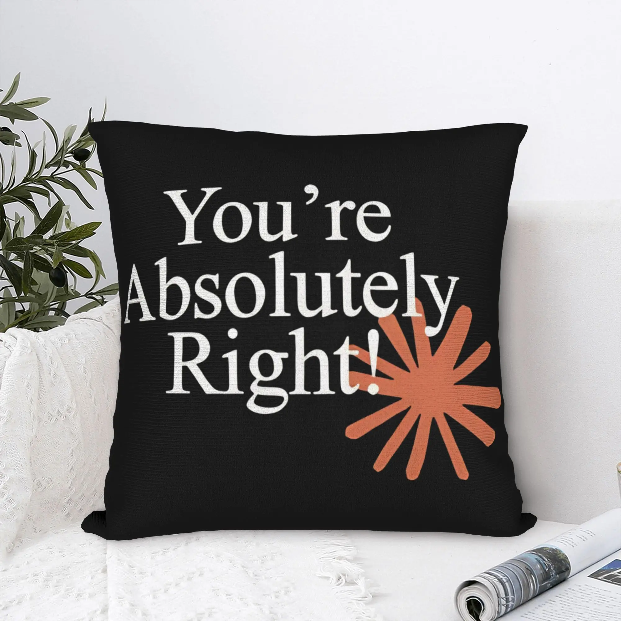Claude You're Absolutely Right  Pillow Cover  Funny Pillow Case For Couch Sofa Bedroom Soft Pillowcases Gift