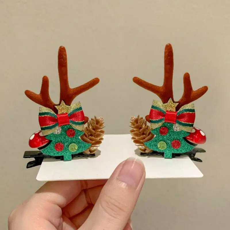 Cute Christmas Hairpin Girls Cartoon Christmas Deer Ear Hairpin Hair accessories Kids Christmas Headwear ornaments