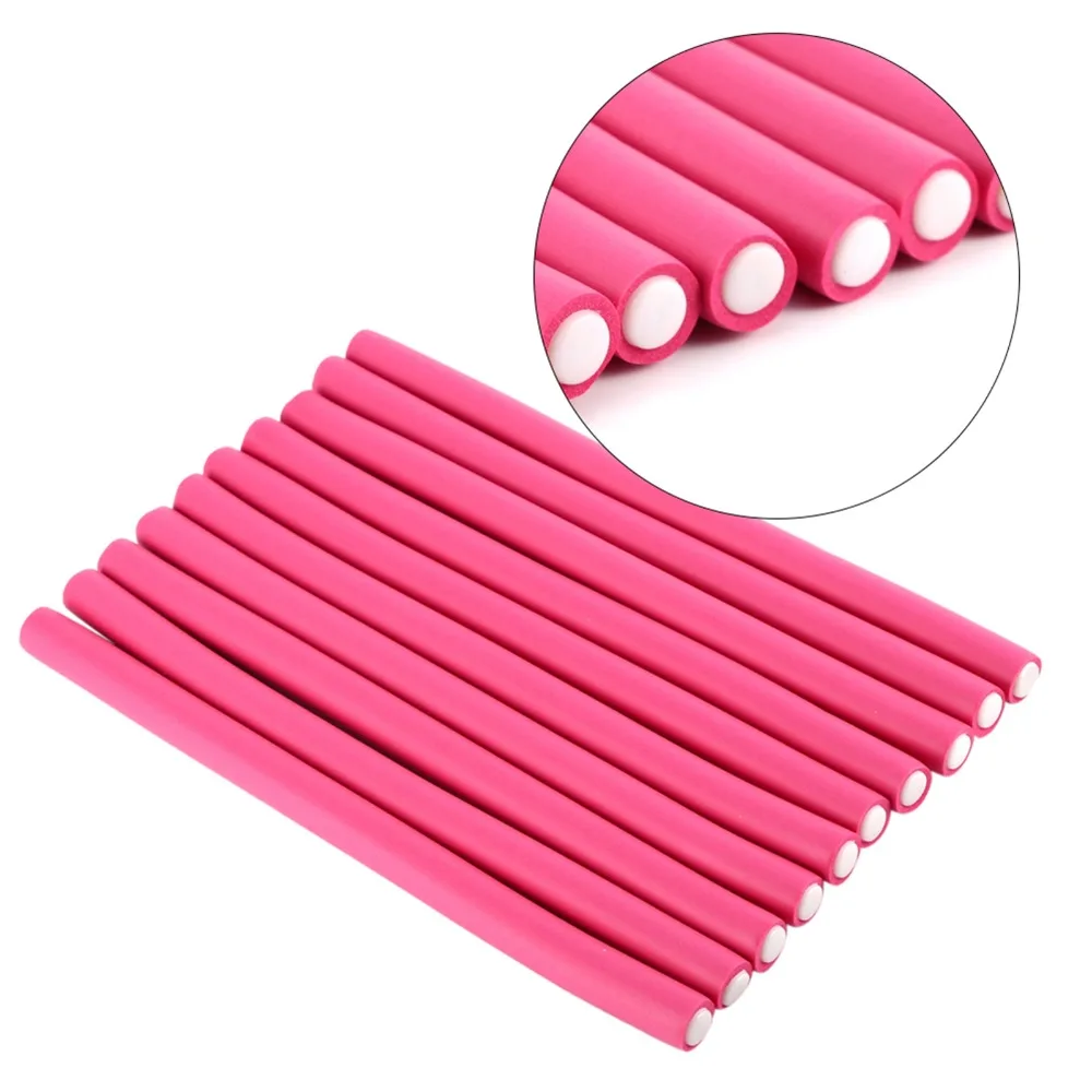 10Pcs/Set Soft Foam Soft Hair Rollers Flexi Rods Bendy Rollers Hair Curl Rollers 24cm Length 8mm Diameter Foam Hair Rollers