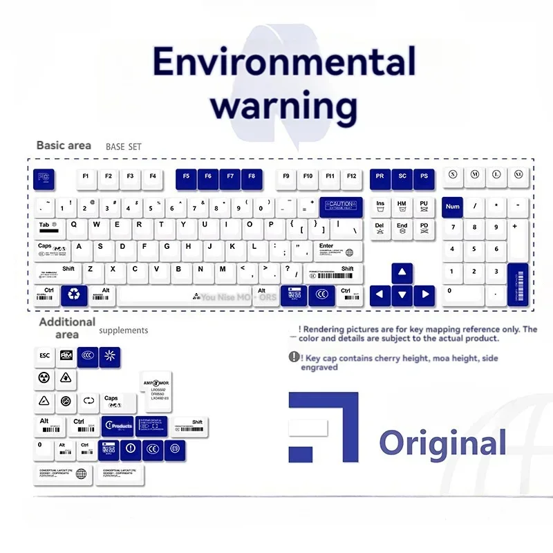 

Environmental Warning Theme Keycaps Set 120 Key PBT Sublimation Keycaps for Mechanical Keyboard Accessories Custom Keyboard Caps