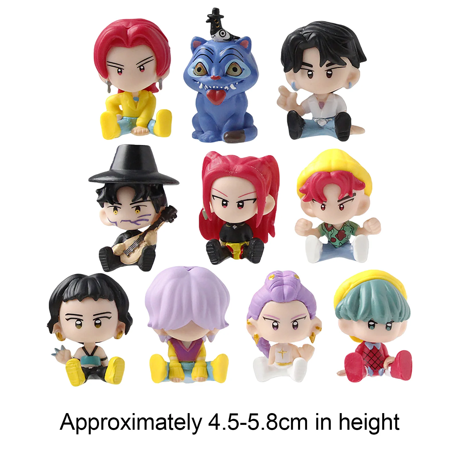 10 pezzi Demon Hunter Witch Figure Bag Mistero Anime Doll Set Simpatico cartone animato da collezione per bambini Modelli Bambole da collezione in sacco