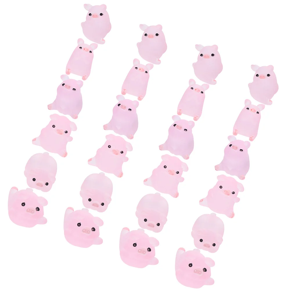 

24 Pcs Fairy Figurines Piggy Ornament Miniature Toy Tiny Statues Pink Farm Decor Resin Craft